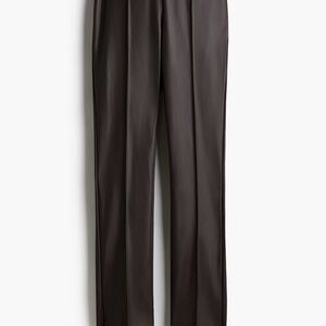 H&M Dark Brown Faux Leather Straight-Leg Pants